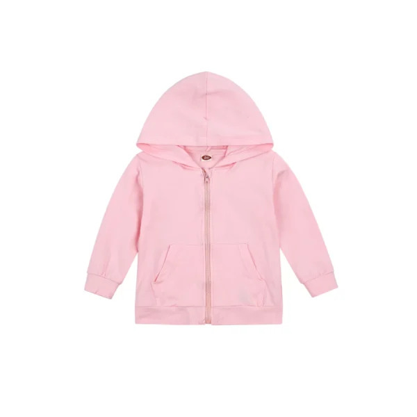 Kids' Hooded Sweatshirt Full Zip Casual Hoodies Jacket with Pockets - Pink