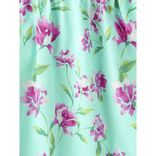 Girls Short Sleeve Play Dress, Sizes XS-XXL - Aqua Floral - Image 2