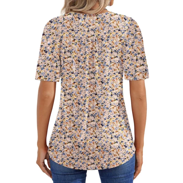 Blouses for Women Pleated Short Sleeve Tunic Tops Dressy Casual Summer Shirts - Image 4