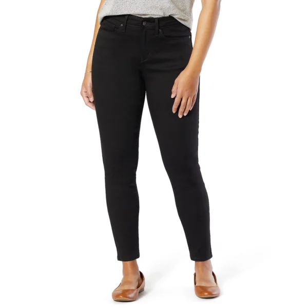 Women's and Women's Plus Mid Rise Skinny Jeans - New Black Opal