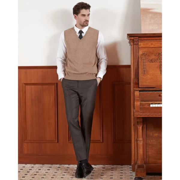Vest Sweater Wool Blend Lightweight V Neck Sleeveless Pullover - Image 2