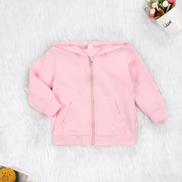 Kids' Hooded Sweatshirt Full Zip Casual Hoodies Jacket with Pockets - Pink - Image 3
