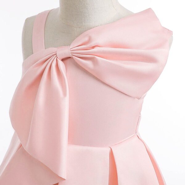 Baby Girl's Playwear Dress Ruffle Pink Dress Children Girls One Shoulder - Image 2