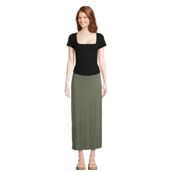 Pack of 2 Maxi Skirt, Women’s and Women’s Plus - Green Midnight/Black Soot - Image 3